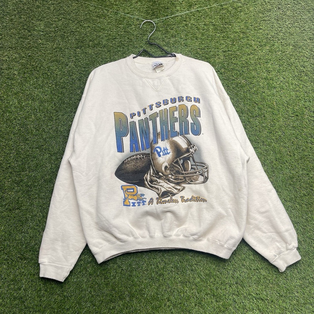 Vintage University Pittsburgh Panthers Sweatshirt Mens Large Crewneck 90s White